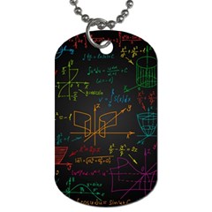 Mathematical Colorful Formulas Drawn By Hand Black Chalkboard Dog Tag (two Sides) by Vaneshart