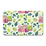 Cute Sloth Sleeping Ice Cream Surrounded By Green Tropical Leaves Magnet (Rectangular) Front