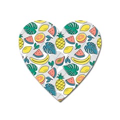 Seamless Pattern Tropical Fruit Banana Watermelon Papaya Lemon Orange Monstera Heart Magnet by Vaneshart