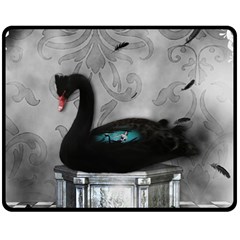 Wonderful Black Swan With Dark Mermaid Double Sided Fleece Blanket (medium)  by FantasyWorld7