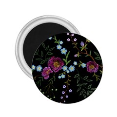 Embroidery Trend Floral Pattern Small Branches Herb Rose 2 25  Magnets by Vaneshart