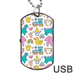 Baby Care Stuff Clothes Toys Cartoon Seamless Pattern Dog Tag Usb Flash (two Sides) by Vaneshart