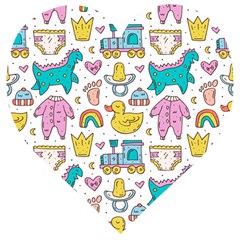 Baby Care Stuff Clothes Toys Cartoon Seamless Pattern Wooden Puzzle Heart by Vaneshart