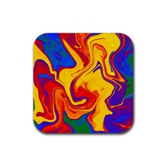 Gay Pride Swirled Colors Rubber Coaster (square)  by VernenInk