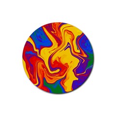 Gay Pride Swirled Colors Rubber Coaster (round)  by VernenInk