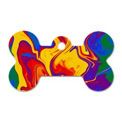 Gay Pride Swirled Colors Dog Tag Bone (two Sides) by VernenInk