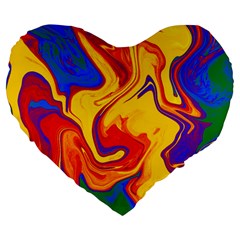 Gay Pride Swirled Colors Large 19  Premium Heart Shape Cushions by VernenInk