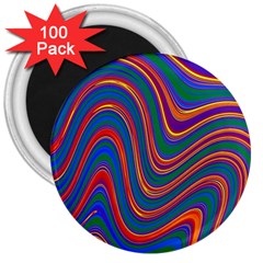 Gay Pride Rainbow Wavy Thin Layered Stripes 3  Magnets (100 Pack) by VernenInk