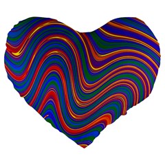 Gay Pride Rainbow Wavy Thin Layered Stripes Large 19  Premium Heart Shape Cushions by VernenInk