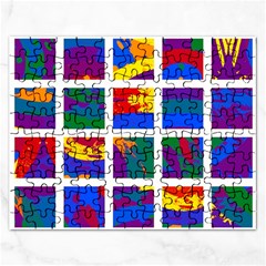 Gay Pride Rainbow Abstract Painted Squares Grid Rectangular Jigsaw Puzzl by VernenInk