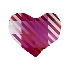 Lesbian Pride Diagonal Stripes Colored Checkerboard Pattern Standard 16  Premium Flano Heart Shape Cushions by VernenInk