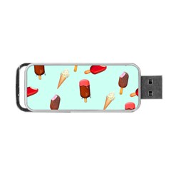 Ice Cream Pattern, Light Blue Background Portable Usb Flash (one Side) by Casemiro