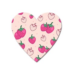 Seamless Strawberry Fruit Pattern Background Heart Magnet by Vaneshart