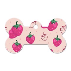 Seamless-strawberry-fruit-pattern-background Dog Tag Bone (two Sides) by Vaneshart