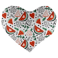 Seamless-vector-pattern-with-watermelons-mint Large 19  Premium Heart Shape Cushions by Vaneshart