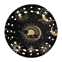 Asian-set-with-clouds-moon-sun-stars-vector-collection-oriental-chinese-japanese-korean-style Ornament (round Filigree) by Vaneshart