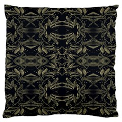 Stylized Golden Ornate Nature Motif Print Large Cushion Case (one Side) by dflcprintsclothing