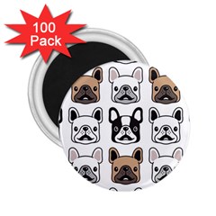 Dog French Bulldog Seamless Pattern Face Head 2 25  Magnets (100 Pack)  by BangZart