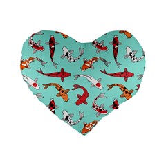 Pattern With Koi Fishes Standard 16  Premium Flano Heart Shape Cushions by BangZart