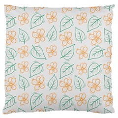 Hand Drawn Cute Flowers With Leaves Pattern Large Flano Cushion Case (two Sides) by BangZart