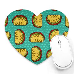 Taco Drawing Background Mexican Fast Food Pattern Heart Mousepads by BangZart