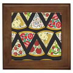 Vector Seamless Pattern With Italian Pizza Top View Framed Tile by BangZart