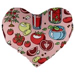 Tomato seamless pattern juicy tomatoes food sauce ketchup soup paste with fresh red vegetables Large 19  Premium Heart Shape Cushions Back