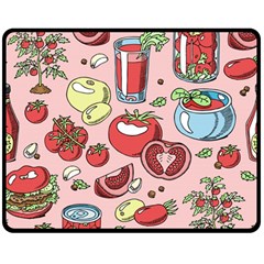 Tomato Seamless Pattern Juicy Tomatoes Food Sauce Ketchup Soup Paste With Fresh Red Vegetables Double Sided Fleece Blanket (medium)  by BangZart