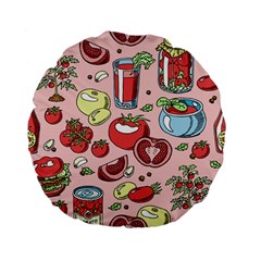 Tomato Seamless Pattern Juicy Tomatoes Food Sauce Ketchup Soup Paste With Fresh Red Vegetables Standard 15  Premium Flano Round Cushions by BangZart