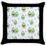 Cute seamless pattern with avocado lovers Throw Pillow Case (Black) Front