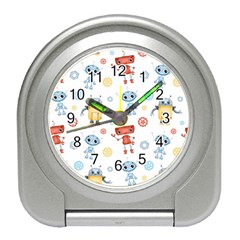 Cute Cartoon Robots Seamless Pattern Travel Alarm Clock by BangZart