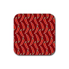 Chili Pattern Red Rubber Coaster (square)  by BangZart