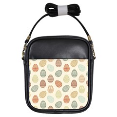 Seamless Pattern Colorful Easter Egg Flat Icons Painted Traditional Style Girls Sling Bag by BangZart