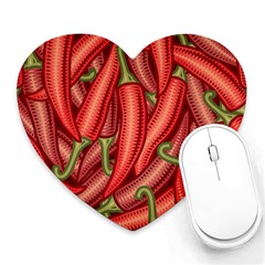 Seamless Chili Pepper Pattern Heart Mousepads by BangZart