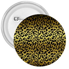 Gold And Black, Metallic Leopard Spots Pattern, Wild Cats Fur 3  Buttons by Casemiro