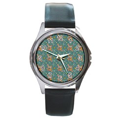 006 - Funky Oldschool 70s Wallpaper - Exploding Circles Round Metal Watch by DinzDas