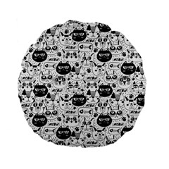 Cute Cat Faces Pattern Standard 15  Premium Flano Round Cushions by TastefulDesigns