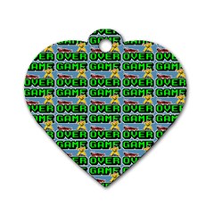 Game Over Karate And Gaming - Pixel Martial Arts Dog Tag Heart (one Side) by DinzDas