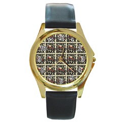 Bmx And Street Style - Urban Cycling Culture Round Gold Metal Watch by DinzDas