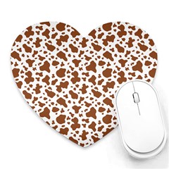 Animal Skin - Brown Cows Are Funny And Brown And White Heart Mousepads by DinzDas