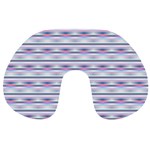 Pastel lines, bars pattern, pink, light blue, purple colors Travel Neck Pillow Back