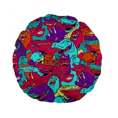 Dinos Standard 15  Premium Flano Round Cushions by Sobalvarro