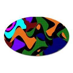 Trippy Paint Splash, Asymmetric Dotted Camo In Saturated Colors Oval Magnet by Casemiro