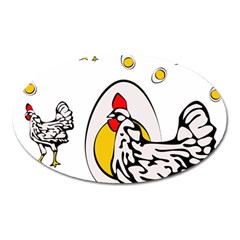 Roseanne Chicken, Retro Chickens Oval Magnet by EvgeniaEsenina