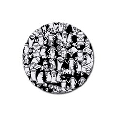 Graffiti Spray Can Characters Seamless Pattern Rubber Round Coaster (4 Pack)  by Amaryn4rt