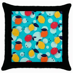 Pop Art Style Citrus Seamless Pattern Throw Pillow Case (black) by Amaryn4rt