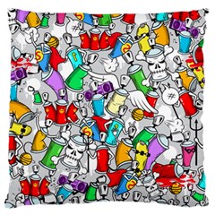 Graffit Characters Seamless Pattern Art Large Flano Cushion Case (two Sides) by Amaryn4rt