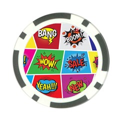 Pop Art Comic Vector Speech Cartoon Bubbles Popart Style With Humor Text Boom Bang Bubbling Expressi Poker Chip Card Guard by Amaryn4rt