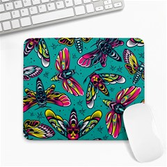 Vintage Colorful Insects Seamless Pattern Large Mousepads by Amaryn4rt