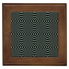 Geometric Pattern, Army Green And Black Lines, Regular Theme Framed Tile by Casemiro